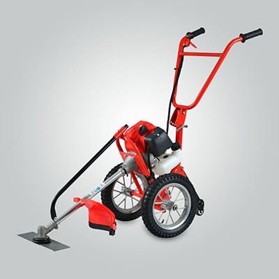 2 Stroke 52cc Hand Push Brush Cutter Grass Trimmer With Two Wheels