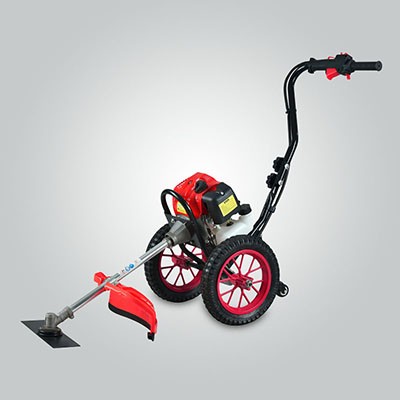 Gasoline Grass Trimmer 52cc Hand Push Grass Cutter Wheels Brush Cutter